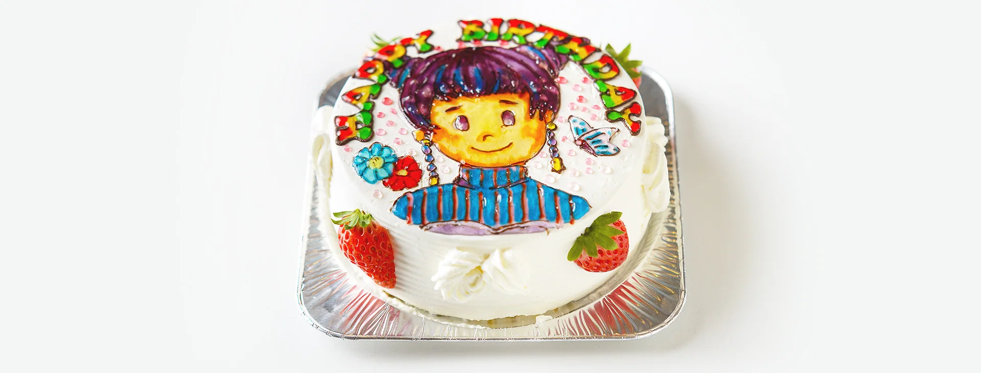 イラストを描いたオリジナルデコレーションケーキ
